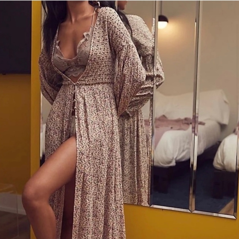 Free People Beaded Long Sleeve Duster / Dress - Picture 2 of 9